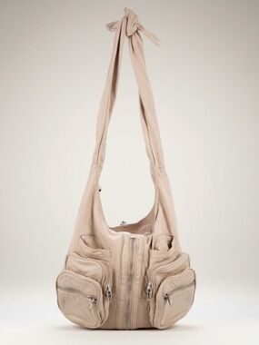 Alexander Wang Donna Leather Suede Hobo Shoulder Bag Crossbody Pockets Zip Moto